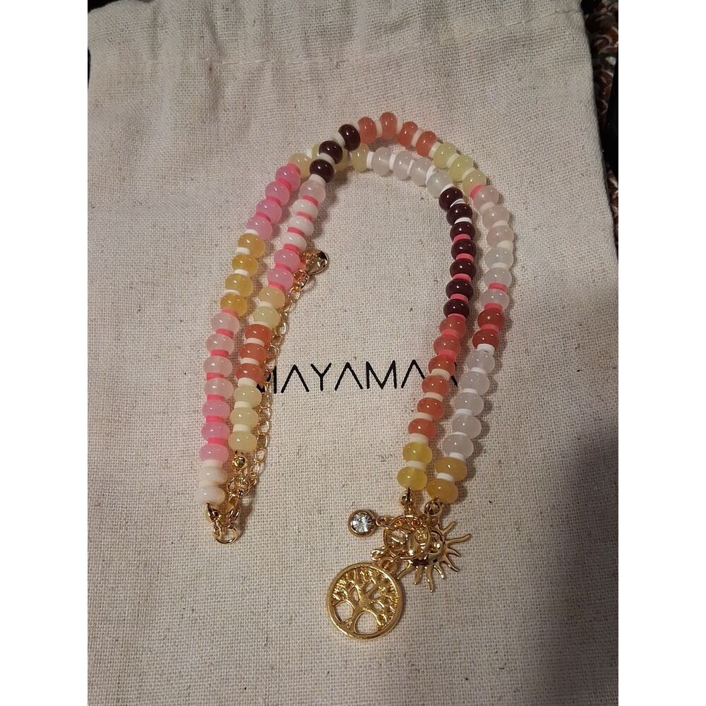 MAYAMAR Beaded Gemstone Charm Necklace Made In Mexico New - Picture 5 of 5